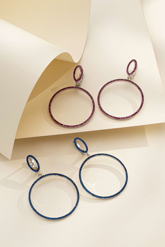 Argola Cravejada em Prata Italiana