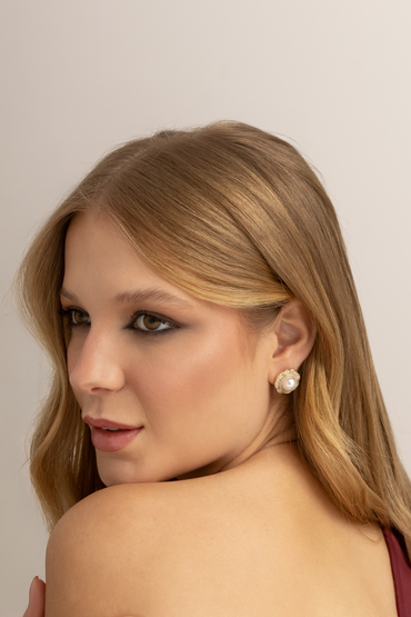 Brinco Pérola Floral