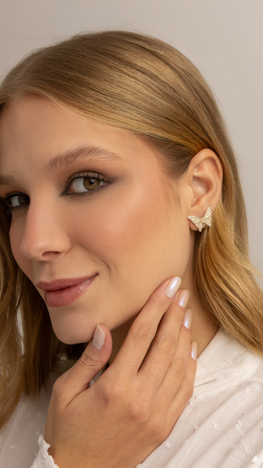 Brinco Borboleta Zircônia