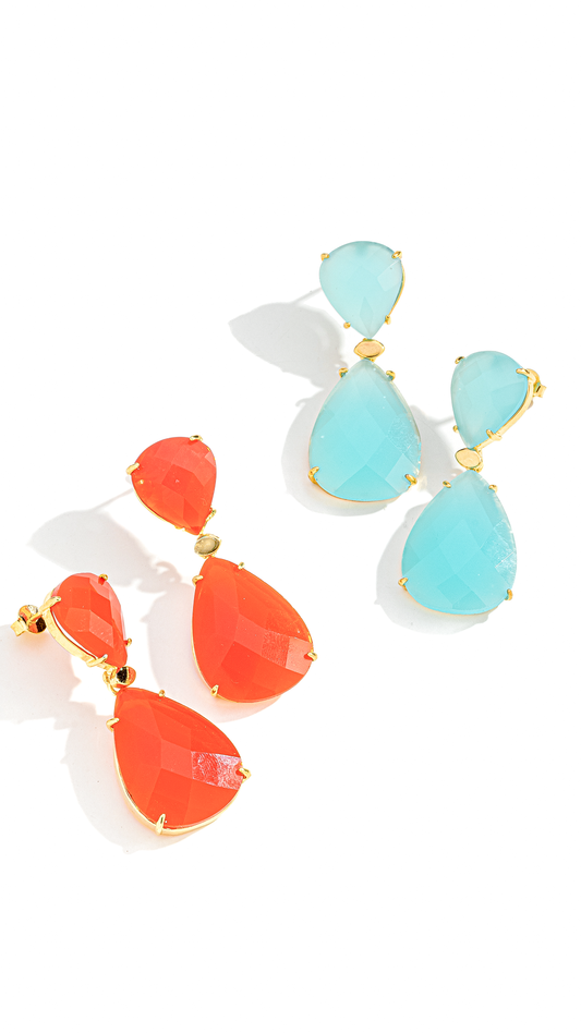 Brinco Cristal Gota Dupla