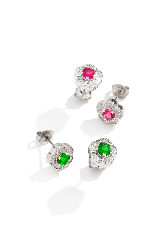 Brinco Flor com zircônia