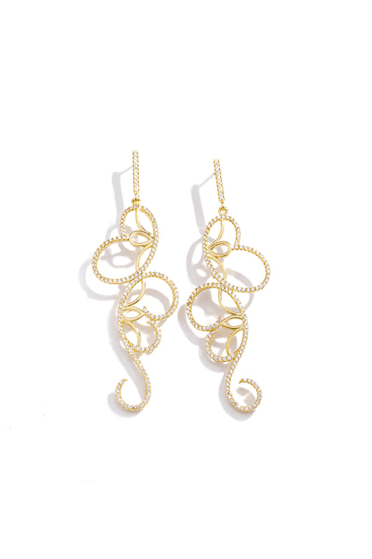 Brinco Arabesco Curvo com Zircônias