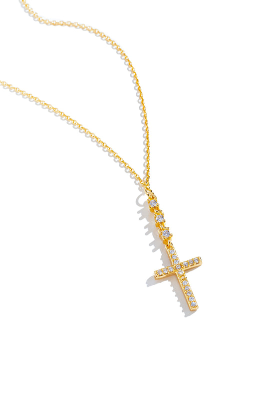 Gargantilha Pingente Cruz com Zircônia