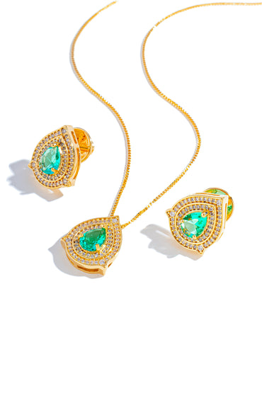 Conjunto de Colar e Brincos com Zircônia