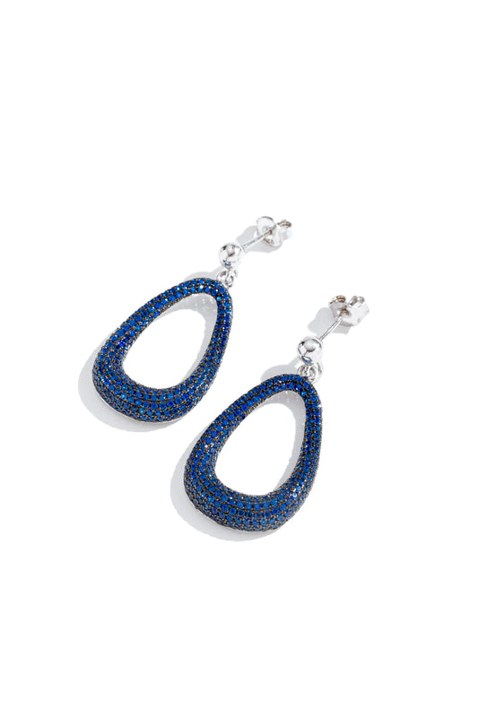 Brinco em Prata Italiana com Zircônia Azul