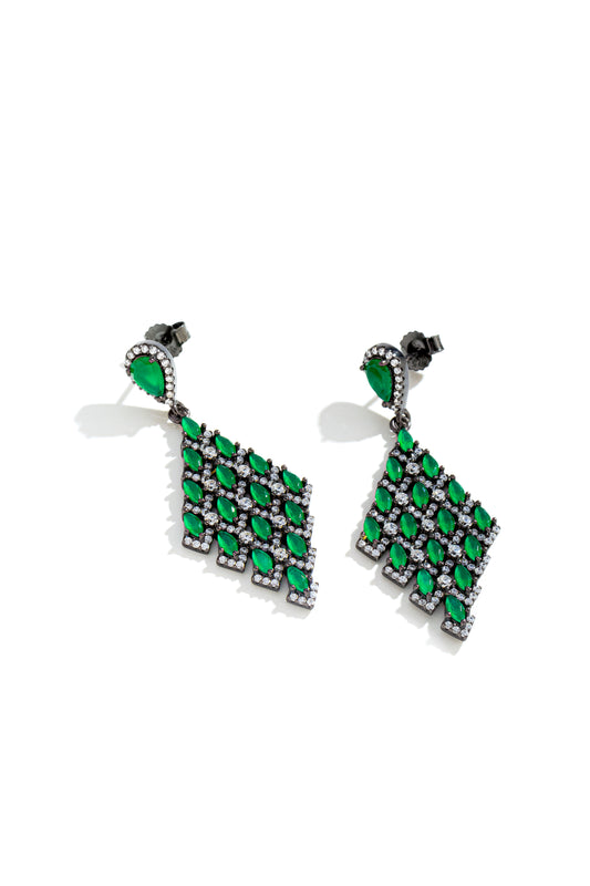 Brinco em Prata Italiana com Zircônia Verde