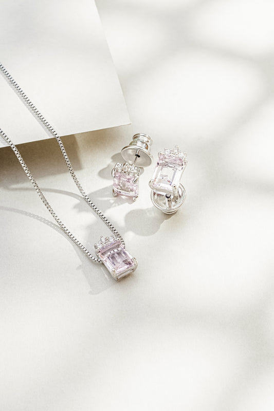 Conjunto de Colar e Brincos Retangular