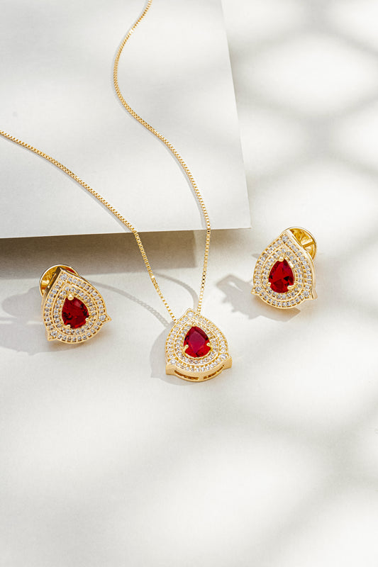 Conjunto de Colar e Brincos com Zircônia