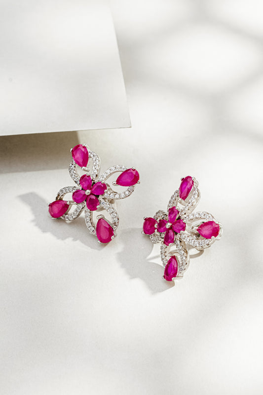 Brinco Borboleta em Prata Italiana com Zircônia