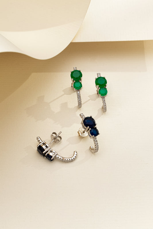 Brinco em Prata Italiana com Zircônia e Banho de Ródio