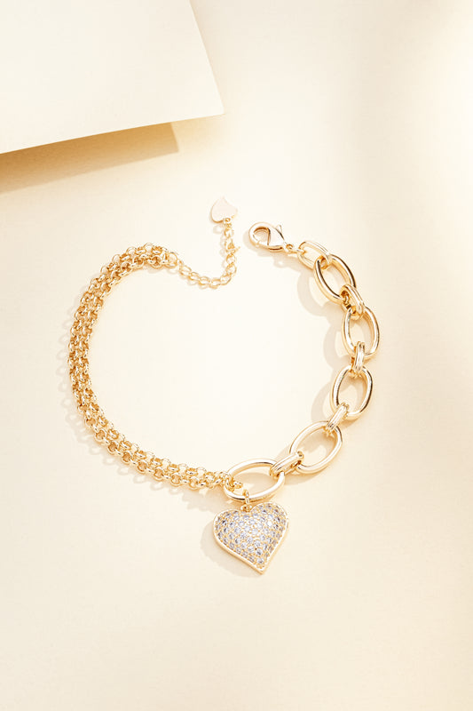 Pulseira Mista Elos Coração com Zircônia