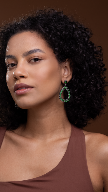 Brinco Em Prata Italiana Com Zircônia Banho de Ródio