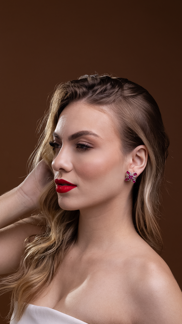 Brinco Borboleta em Prata Italiana com Zircônia