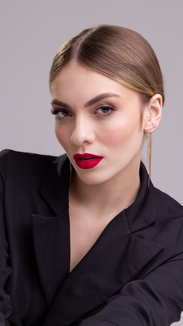 Brinco Ear Cuff Três Franjas Longas