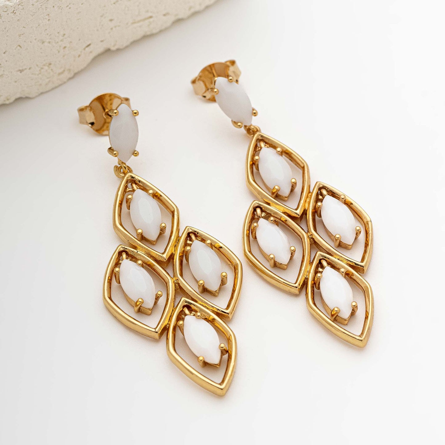 Brinco Losango com Cristais Lapidados