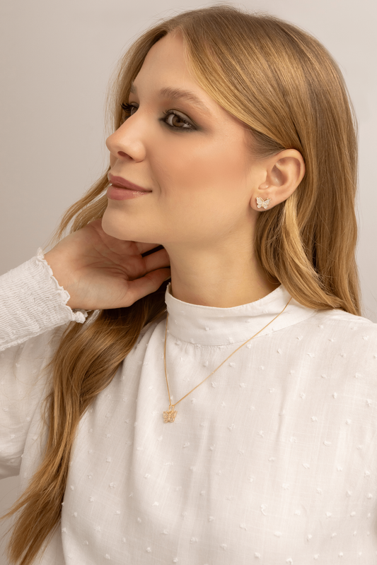 Conjunto de Colar e Brincos Borboleta Encantado