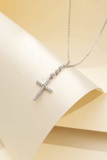 Gargantilha Pingente Cruz com Zircônia