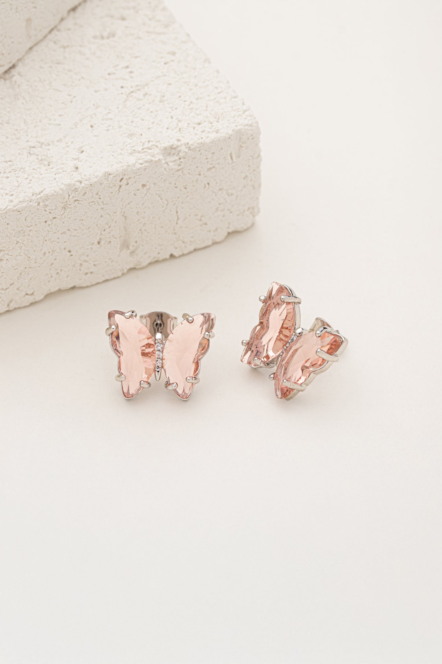Conjunto de Colar e Brinco Borboleta de Cristal