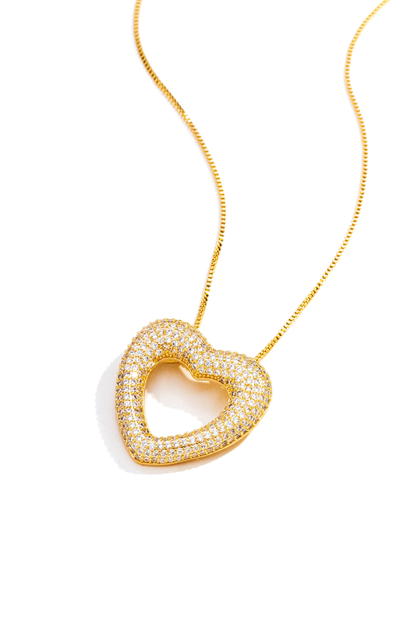 Gargantilha Coração Vazado com Zircônias