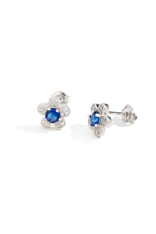 Brinco Floral Azul Royal