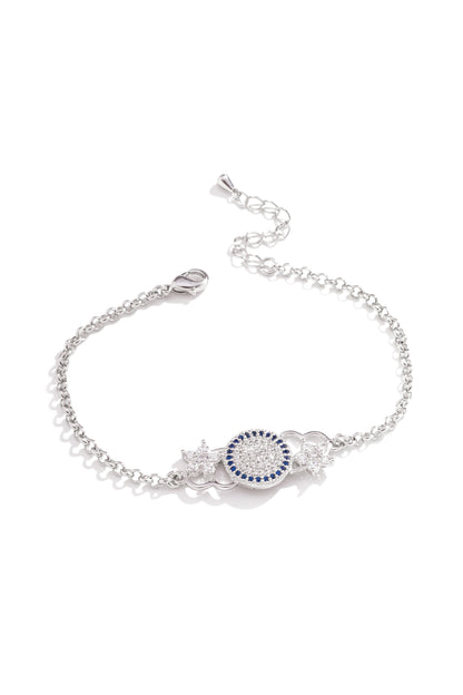 Pulseira Coração e Flor com Cristais Azuis