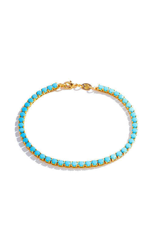 Pulseira Rivieira Com Zircônia Turquesa