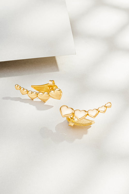 Brinco Ear Cuff Corações