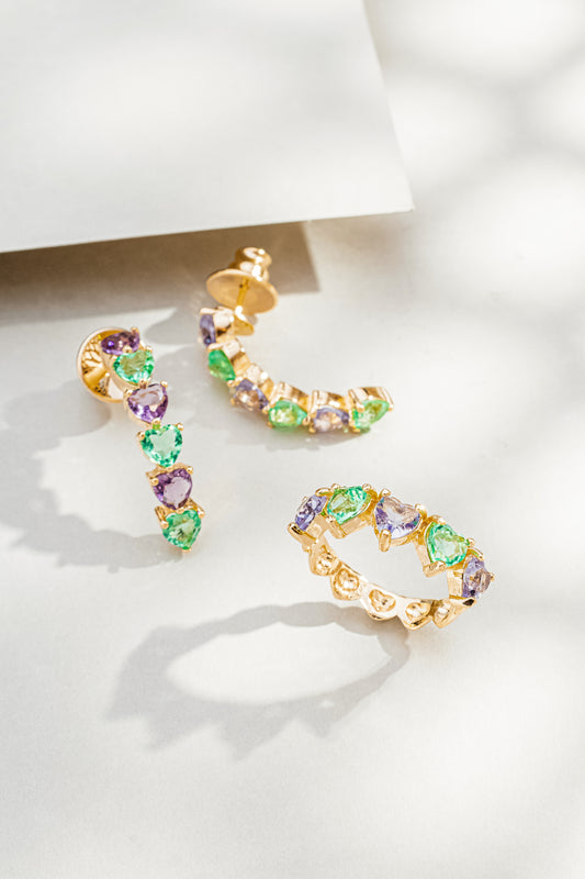 Conjunto Brinco Ear Cuff com Zircônia e Anel