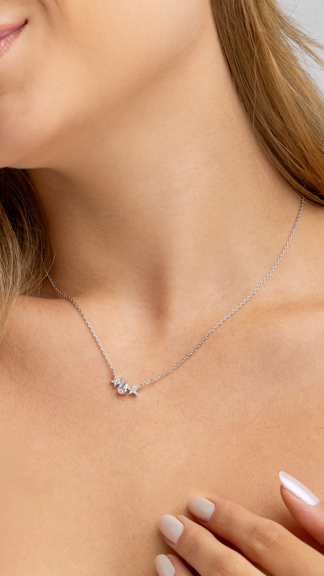 Conjunto de Colar e Brincos Estrela com Zircônia