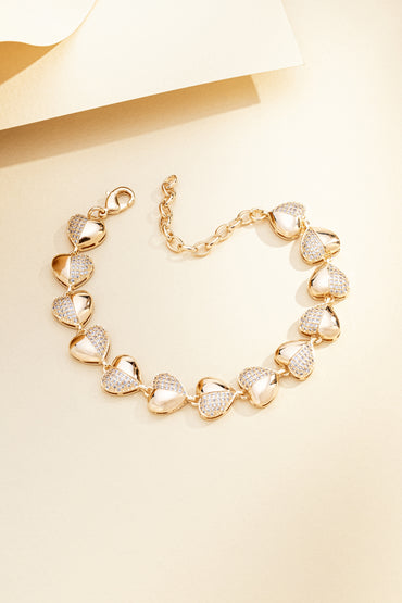 Pulseira de Corações Cravejada com Microzirconias