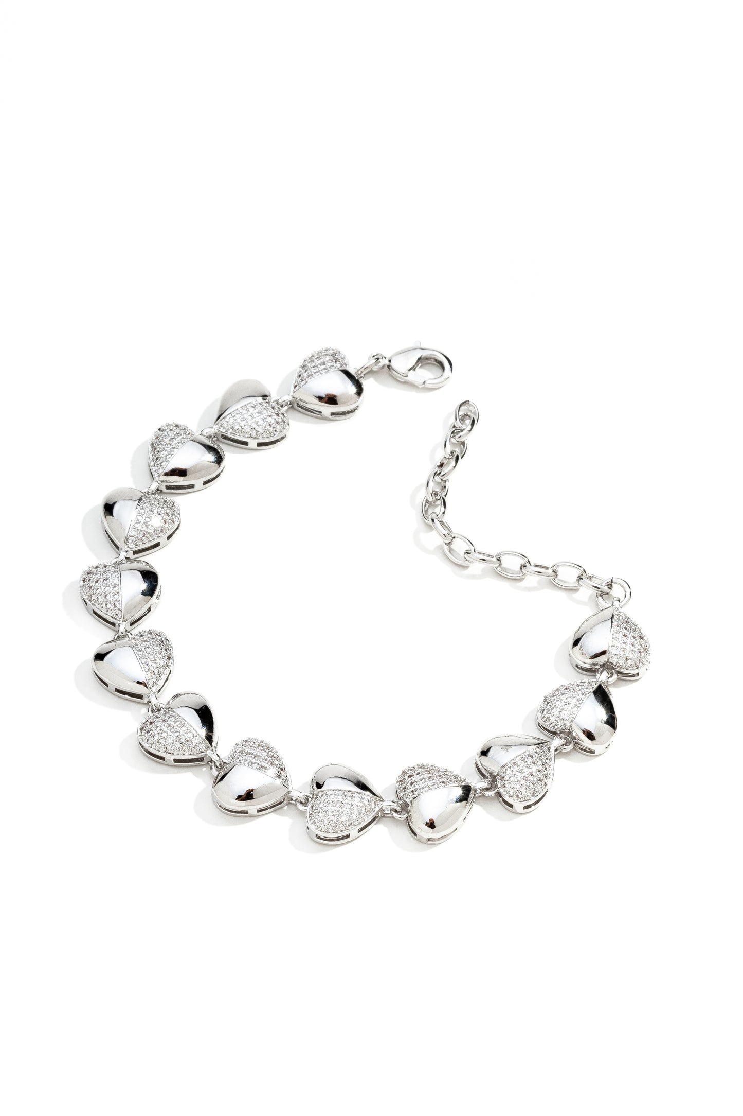 Pulseira de Corações Cravejada com Microzirconias