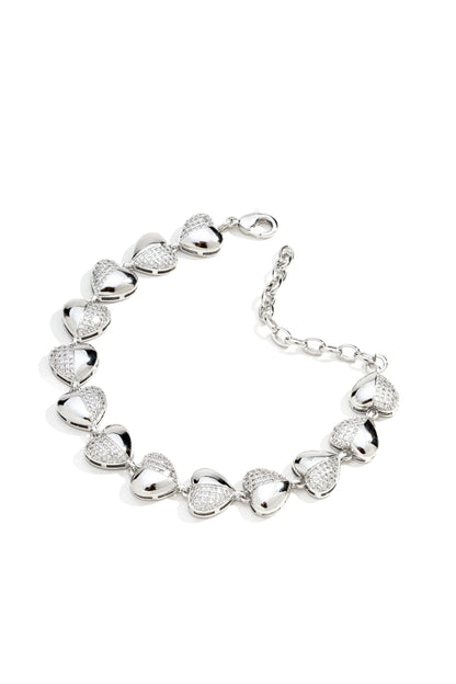 Pulseira de Corações Cravejada com Microzirconias