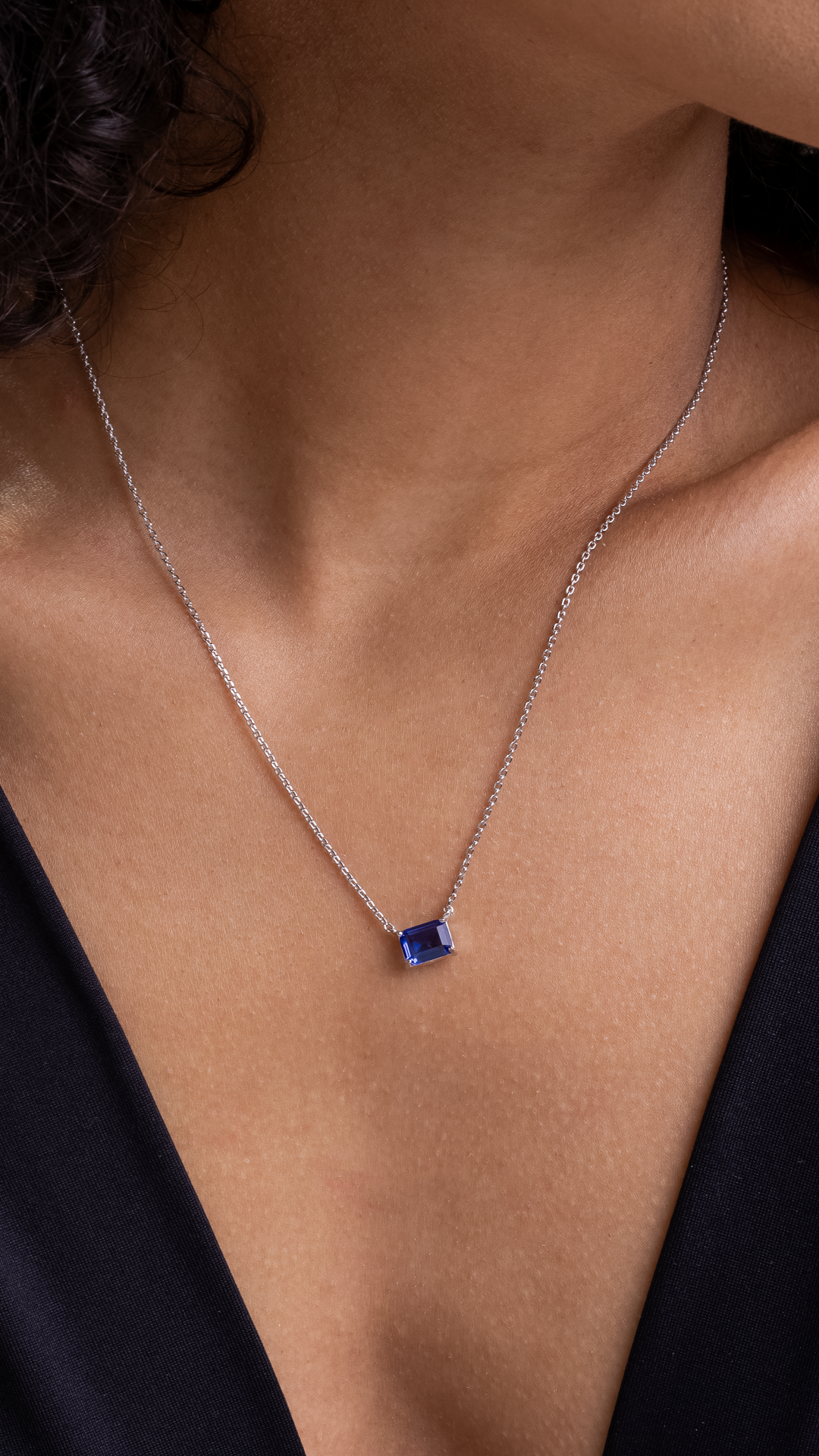 Conjunto de Colar e Brincos Retangular Azul