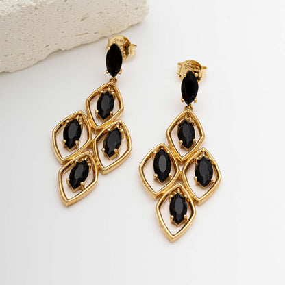 Brinco Losango com Cristais Lapidados