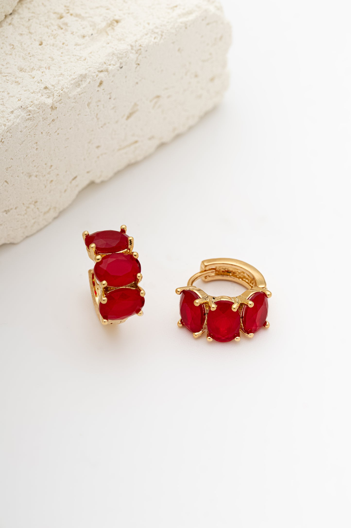 Argola Três Pedras Ovais