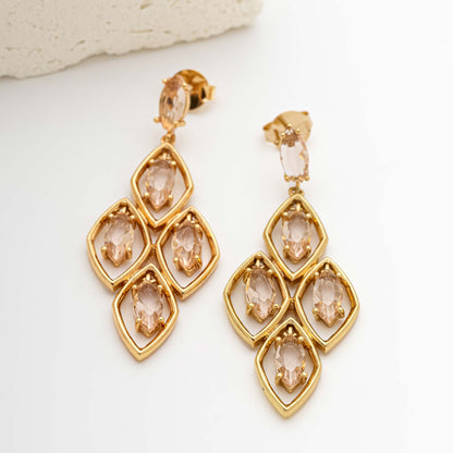 Brinco Losango com Cristais Lapidados