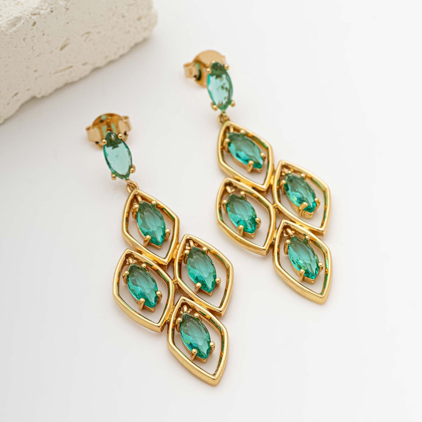 Brinco Losango com Cristais Lapidados