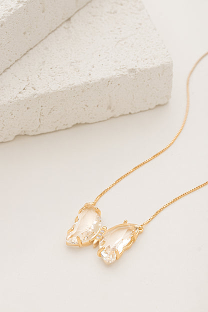 Conjunto de Colar e Brinco Borboleta de Cristal