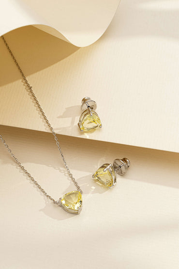 Conjunto de Colar e Brincos Triangular com Zircônia