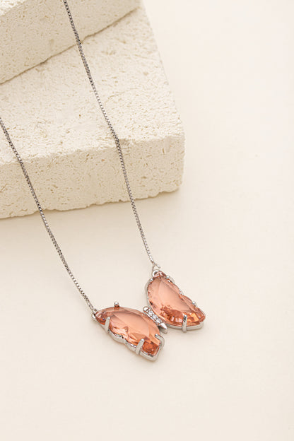 Conjunto de Colar e Brinco Borboleta de Cristal