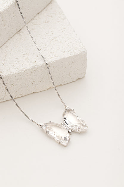 Conjunto de Colar e Brinco Borboleta de Cristal